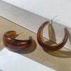 Amber Color C-Shaped Stud Earrings for Women: Elegant, Lightweight, Simple Design, Unique Ear Jewelry