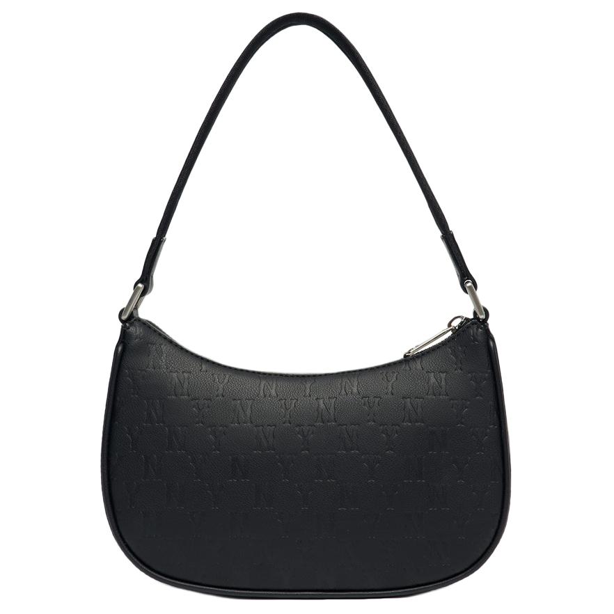 New MLB Monogram Collection Artificial Leather Shoulder Bag Dumpling Bag Shoulder Bags Unisex Black Gold 3ABQS022N-50BKS
