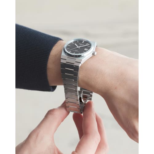 Tissot PRX Powermatic 80 Watch with Bracelet, Black Dial, Officially Imported, Men's, T1374071105100