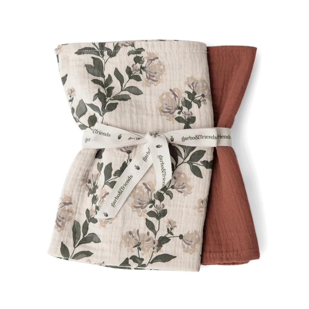 Garbo Friends Garbo Friends Swaddle Blanket Muslin Small Baby 2 Piece Set MUSLIN BLANKET SMALL 2PCS & & Honeysuckle(2800)