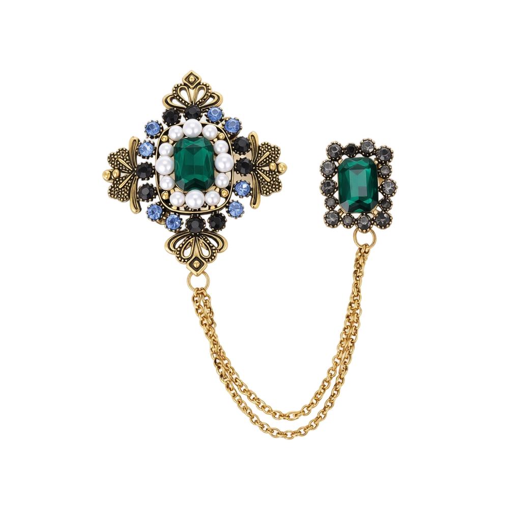 Vintage Brooch with Chain for and Trench Coats - Women's Lapel Pin Accessory