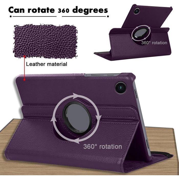 Coque + Verre Trempé pour Samsung Galaxy Tab A11 Plus / A9 Plus - Etui Rotatif 360° - Violet