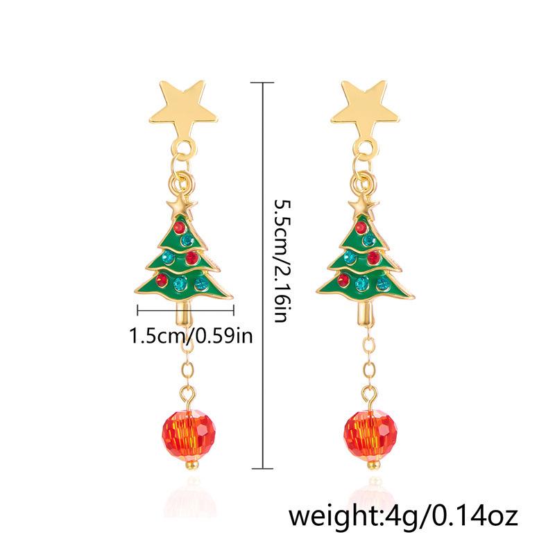 Asymmetrical Rhinestone Santa Claus & Christmas Tree Earrings
