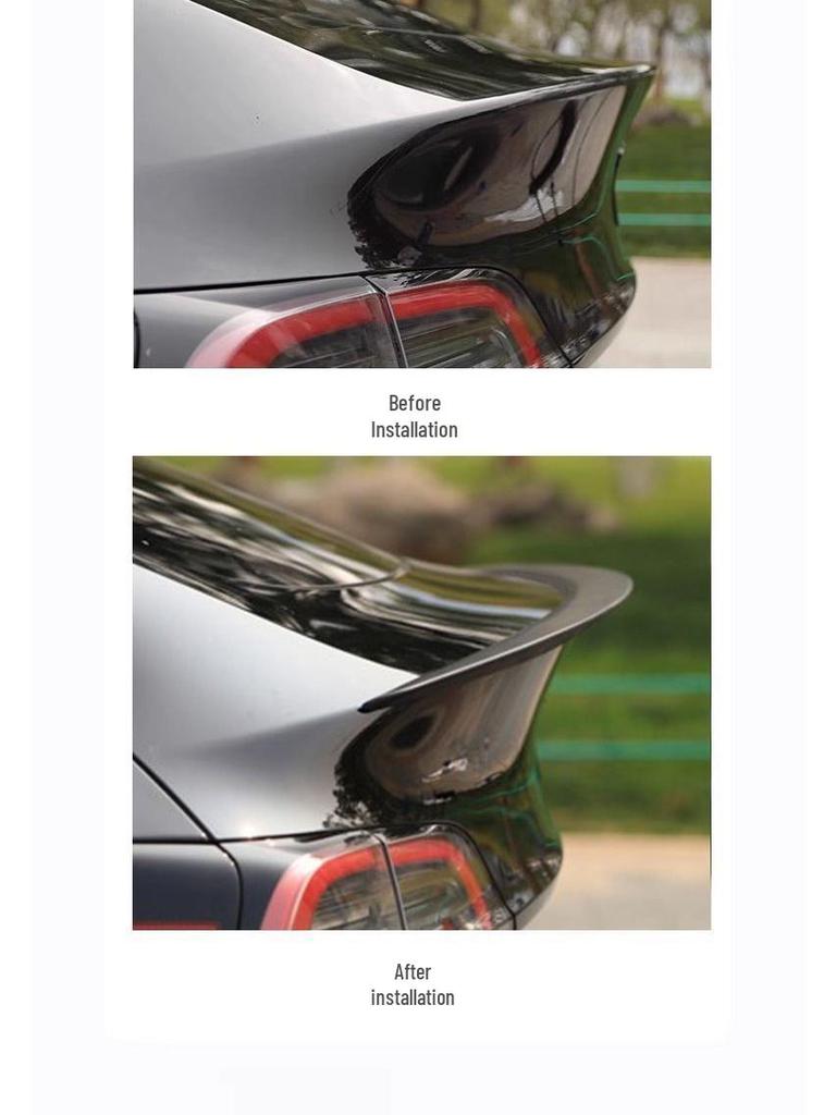 Tesla Model Y/3 Carbon Fiber Rear Wing: Enhances Performance, Reduces Wind Resistance, No Drilling Required.