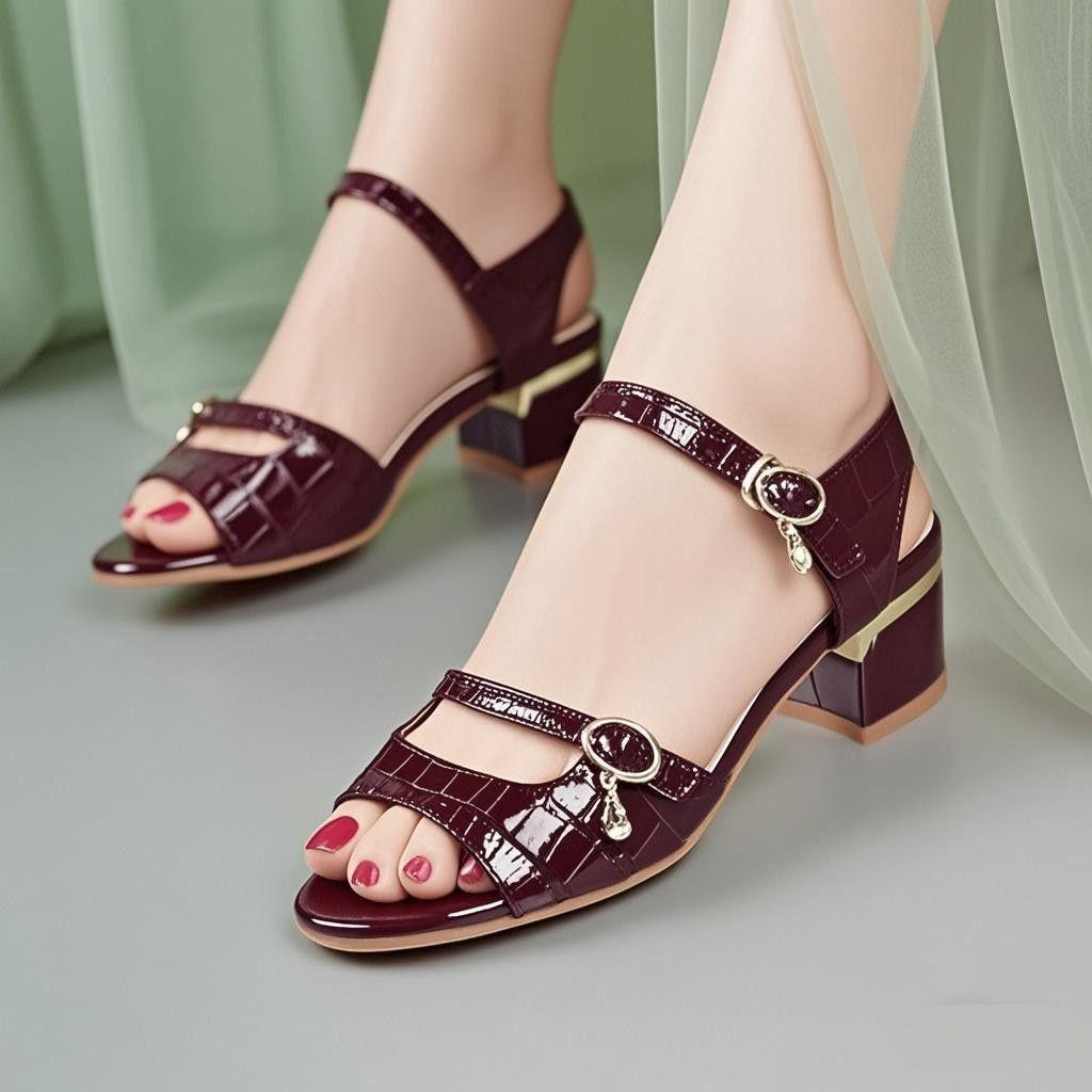 New Coarse Heel Women's Sandals Mid Heel Summer Anti Slip High Heel Sandals