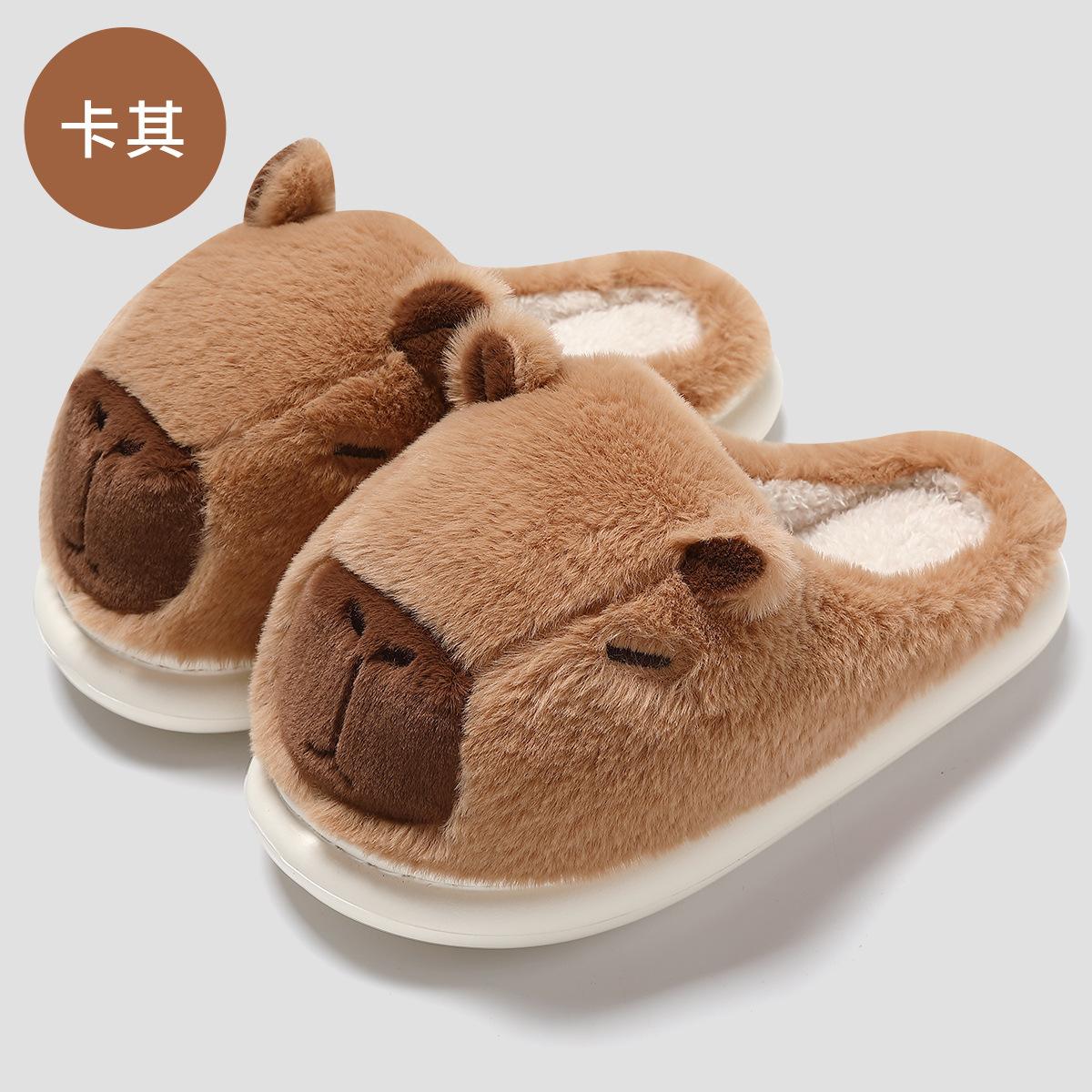 

Милые мультяшные хлопковые тапочки, толстоподошвенные домашние нескользящие и теплые плюшевые тапочки-мешки на голову для ношения зимой 42-43 [Inner Length 26.5cm] хаки