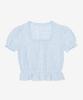 BENSIMON Check Pattern Frill Blouse - Sky Blue