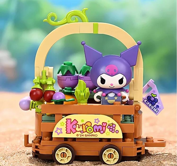 Sanrio Flower Car Series Building Blocks Kuromi Hello Kitty Melody Anime Doll Figure Model Bricks DIY Toys Gifts For Children