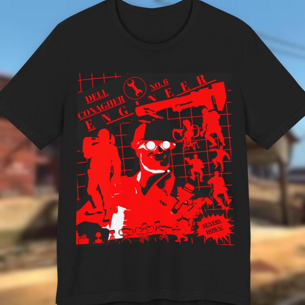 TF2 Inženýr Tričko Streetwear Styl Pánské Volné Tričko Pár Celoroční Streetwear Tričko grafická trička vintage tričko