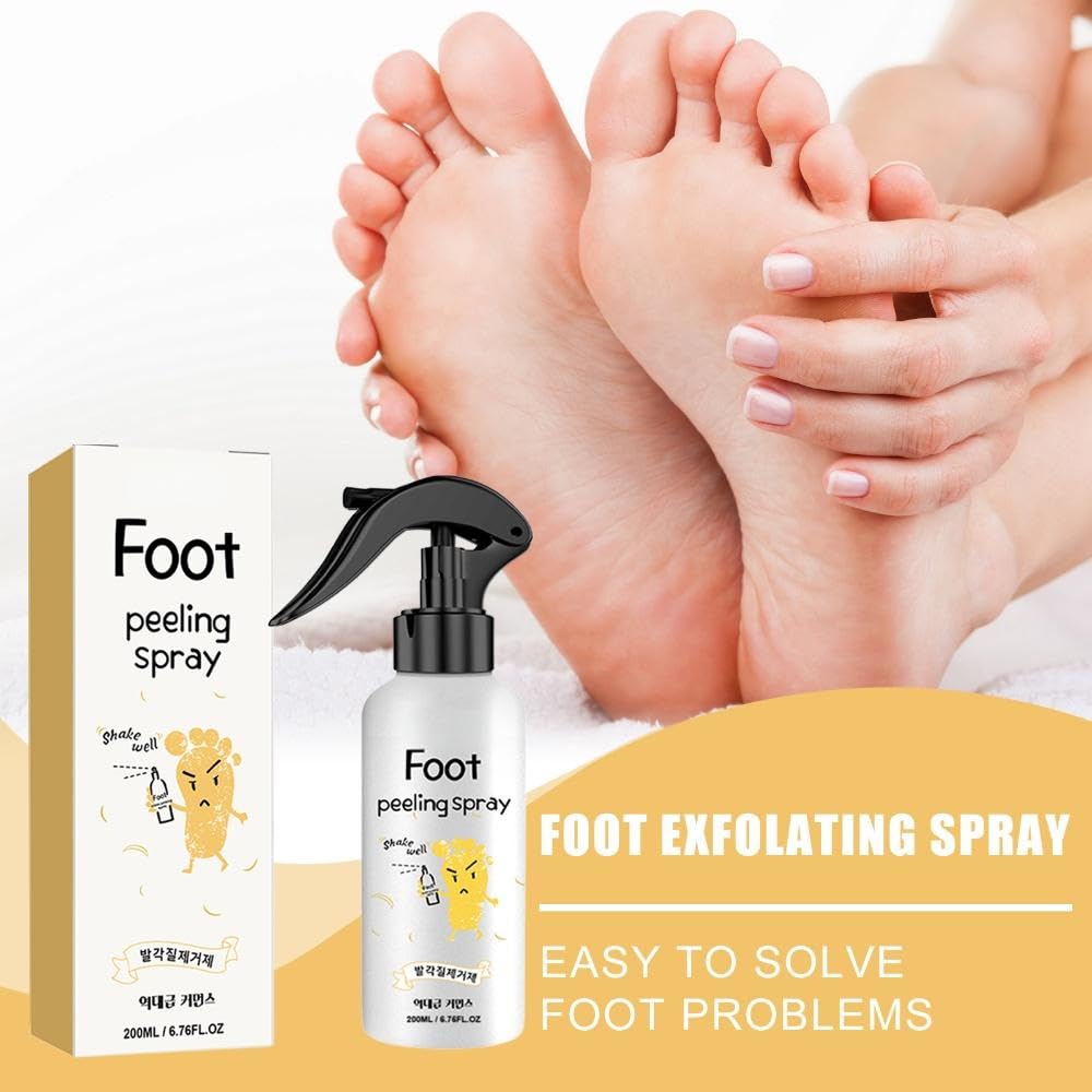 Foot Peeling Spray for Dry Cracked Feet,Instant Exfoliating Foot Spray with Orange Oil,Gentle Foot Peel Mask for Dead Skin Removal Nourishing