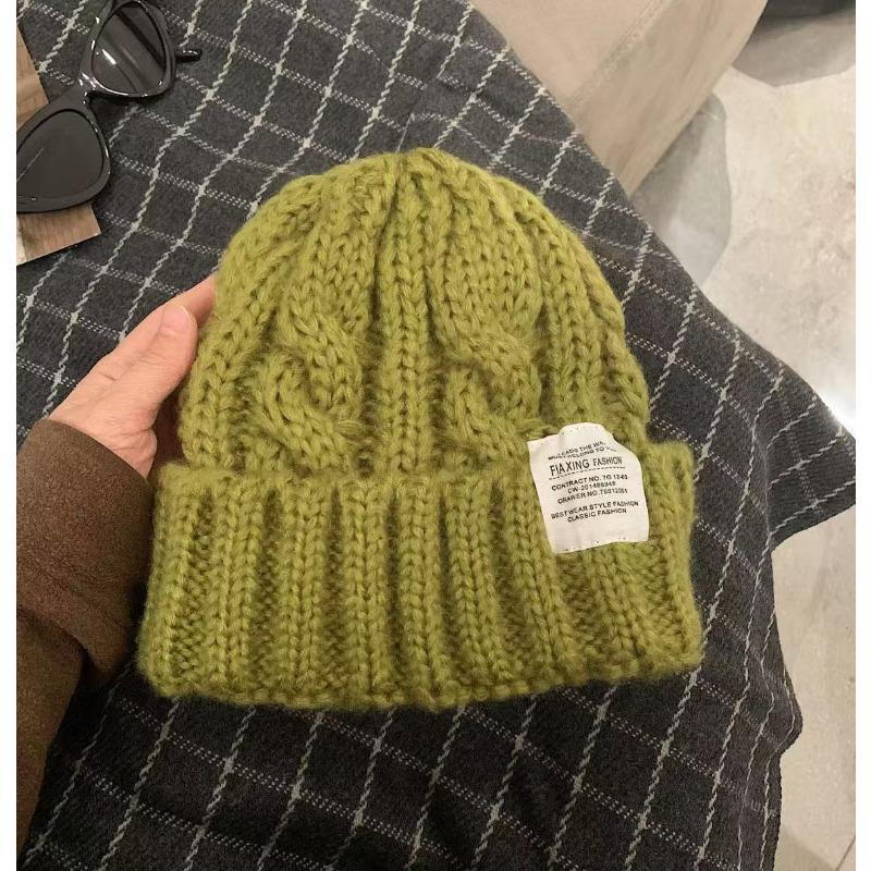 Fashionable Knitted Hat for Women Korean Style Fashionable Twist Wool Hat Warm and Ear Protecting Multi Color Optional Casual Cold Hat