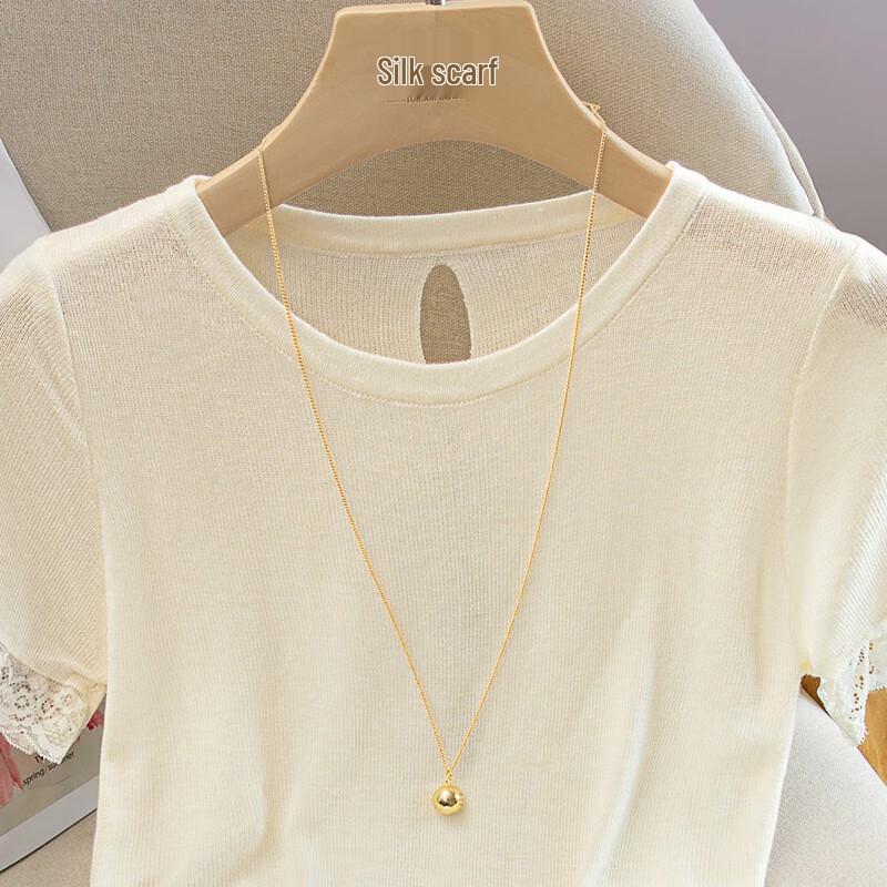 Γυναικείο Πλεκτό Τοπ με Δαντέλα και Πλέξη Patchwork, Στρογγυλή Λαιμόκοψη