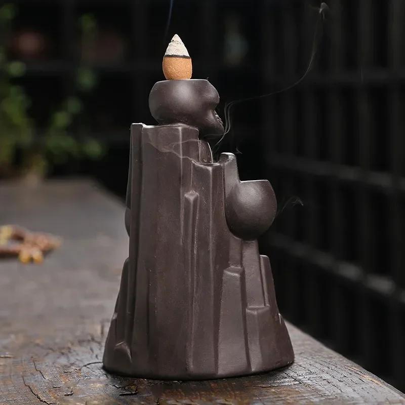 1 Stück, Keramik Handarbeit Schädel Ornament Wasserfall Rückfluss Räuchergefäß, Räucherstäbchenhalter, Aromatherapie Halloween Dekoration