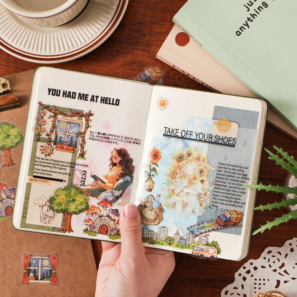 6packs/1lot Kawaii Scrapbook Stickers Happiness Guide Junk Journal Gold Planner Stationery Sticker Planner Decorative