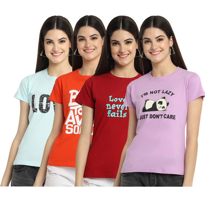 Preneum WomenS Cotton Regular Fit Latest Graphic Stylish Printed Short Sleeves Casual TShirt Trendy Designs & Stylis