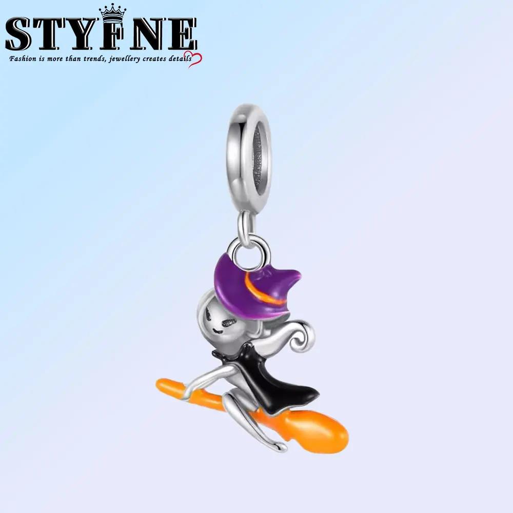 Copper Halloween Purple Luminous Charm Pendant Beads Fit Original Bracelet For Women Valentine Day Jewelry Gifts