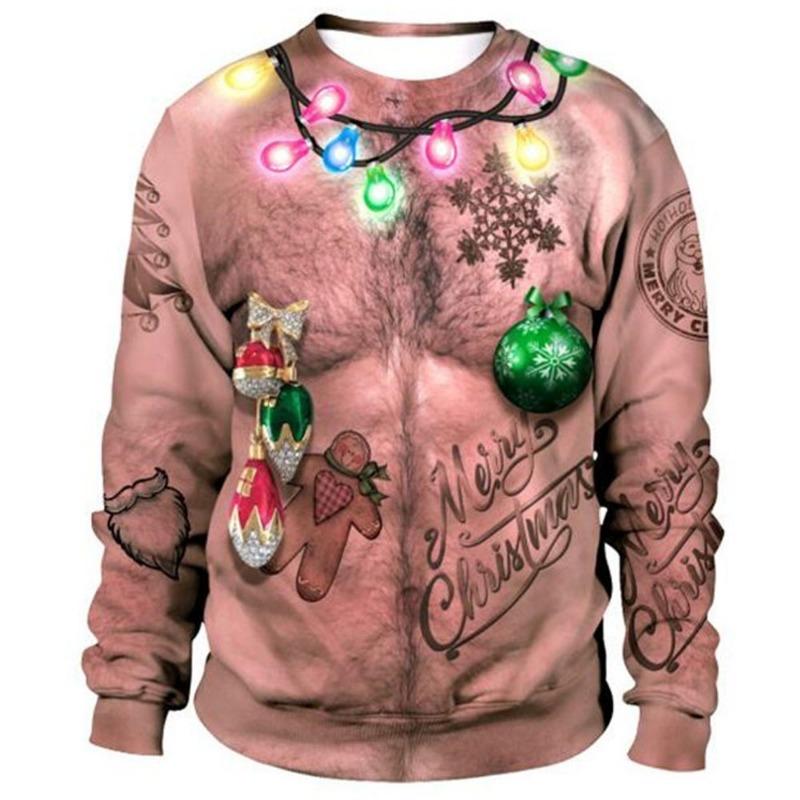 Funny Christmas Sweater Men Women Pullover Xmas Sweatshirt Ugly Graphic Y2k Sweatshirts for Holiday Party Loose Men's Clothing