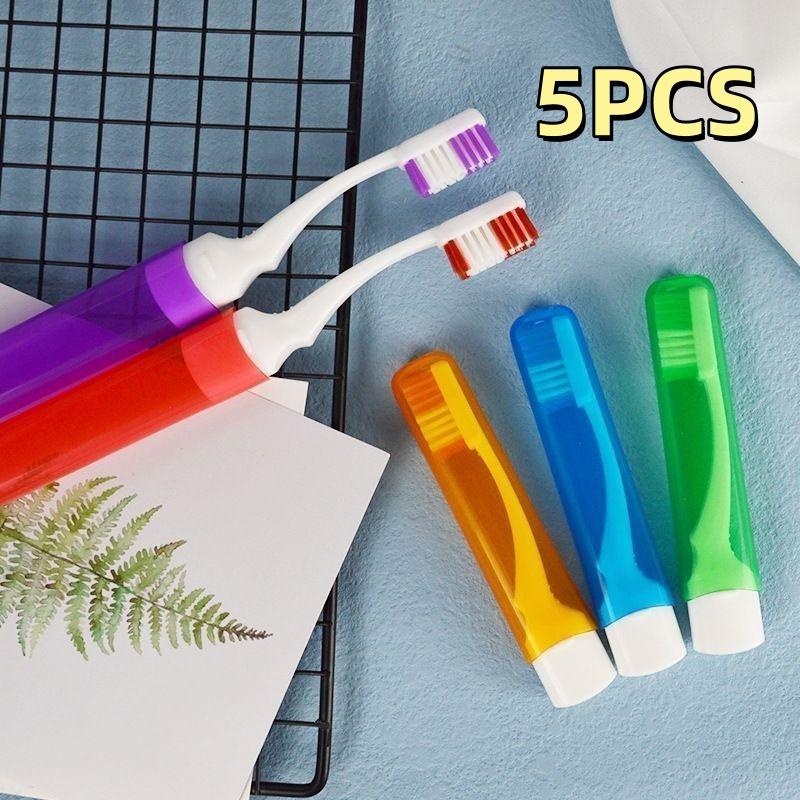 5/10Pcs Folding Toothbrush Non-Disposable Portable Soft-Bristled Toothbrush Travel Bag Portable Mini Toothbrush Travel Toothbrush Foldable Storage