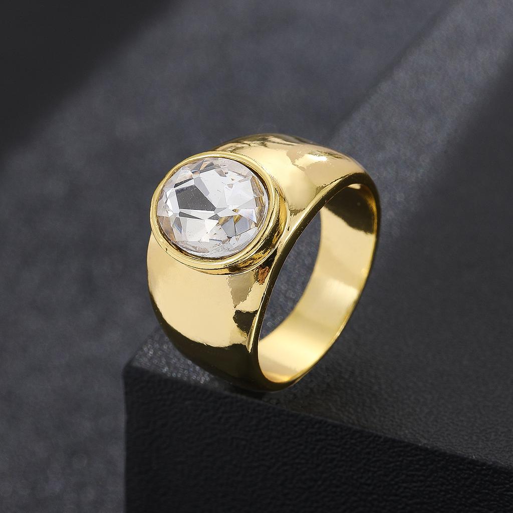 1Pc Fashion Ring, Retro, Exaggerated and Simple Design, Inlaid with Synthetic Zircon, Daily Use