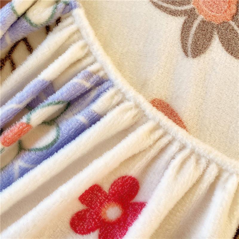 1pc Flannel Fleece Bed Sheet Flower Printed Thick Warm Bed Sheets for Winter Single/Queen/King Soft Plush Bed Sheet drap de lit