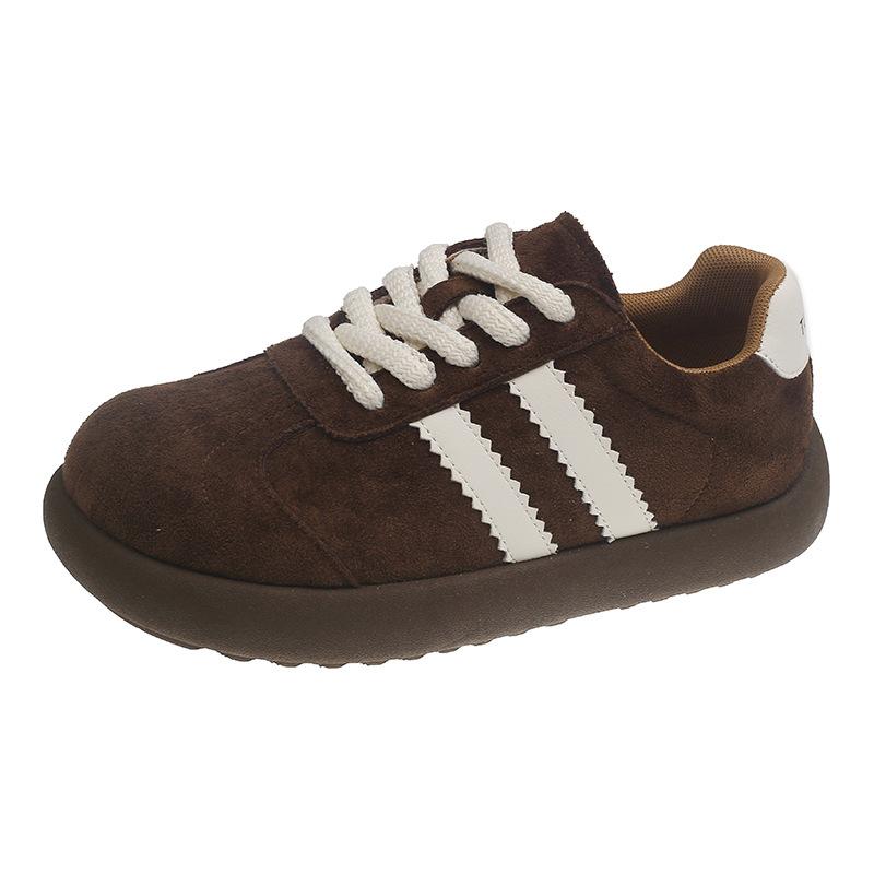 

Уродливо-милые ретро цветовые платформенные немецкие тренировочные туфли женские 2025 новые удобные и легкие с круглым носком на шнуровке повседневные спортивные туфли 40 коричневый