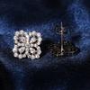New Arrival Arrive Women Sterling Color Hollow Clover Ear Studs Shining Cubic Zircon Crystal Stone Earrings Girl JewelryWedding Jewelry