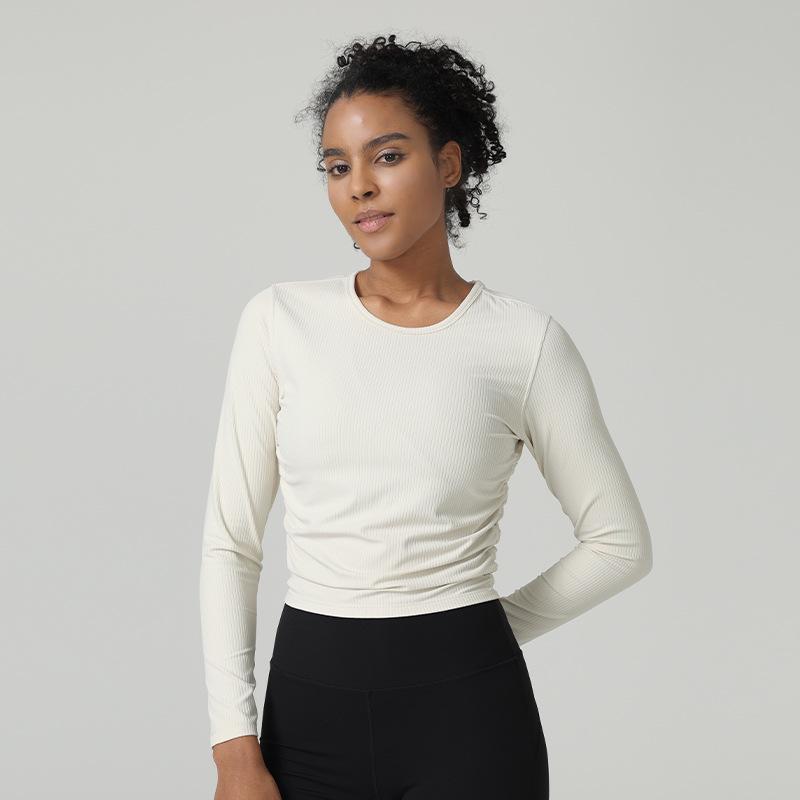 Ribbed Slim-Fit Long-Sleeve Yoga & Fitness Top for Autumn/Winter Medium (M)