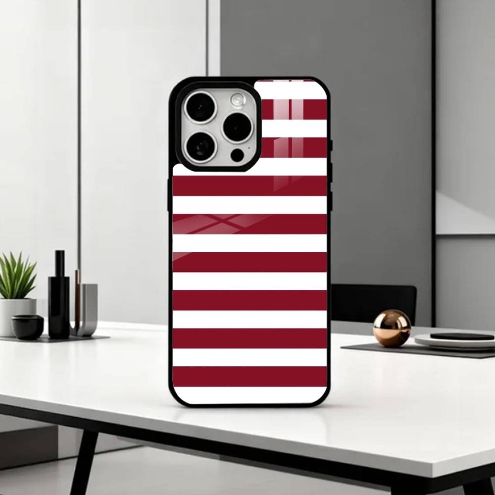 B-Burgundy White Stripe Phone Case For iPhone17,16,15,14,13,12,11 Plus,Pro Max Magnetic For Magsafe Wireless Charging