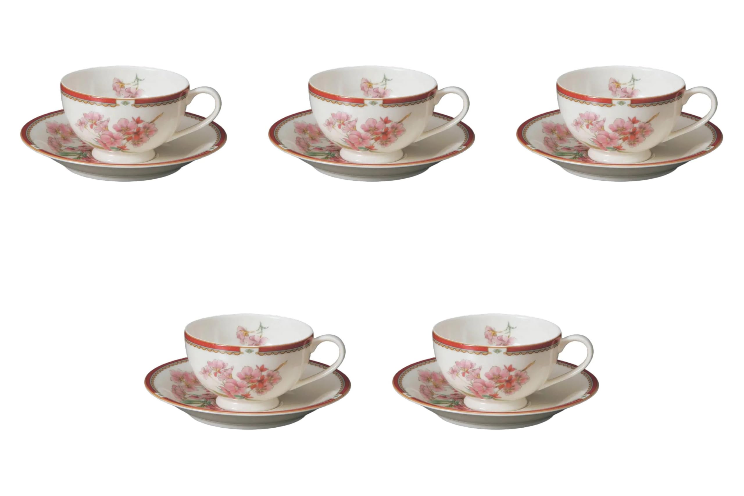 

Set of 5 NB Sakura Black Tea Cups and Saucers x 9 x Fuse Ware Cups and Saucers by Setomonohonpo [11.5 5.5 cm, 200cc]