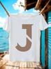 Casual Cotton T-shirt with Bold Letter J Graphic Print - Breathable Short Sleeve Round Neck Tee