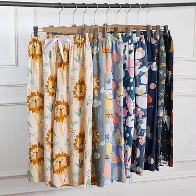 Pyjama d'été pour femmes en coton et soie - Pantalon léger à jambes larges, Rayonne tendance, Grande taille, Portable à l'extérieur