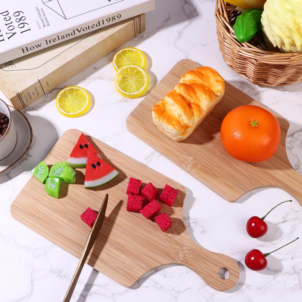 3 Pcs Bamboo Chopping Board 11X5 Inch Thicken Bamboo Cutting Board Bulk Wood Serving Charcuterie Board With Handle Dinner Plate