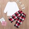Christmas Kids Long Sleeve Tops+Plaid Print Pants  Family Clothes Pajamas