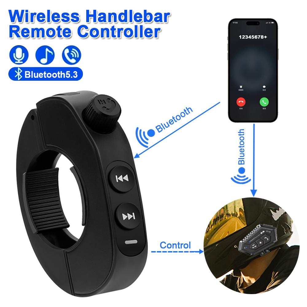 V5.3 Wireless Handlebar Remote Controller Motorcycle Helmet Headset Remote Buttons Handsfree Voice Assistant Kit Waterproof Bluetooth5.3