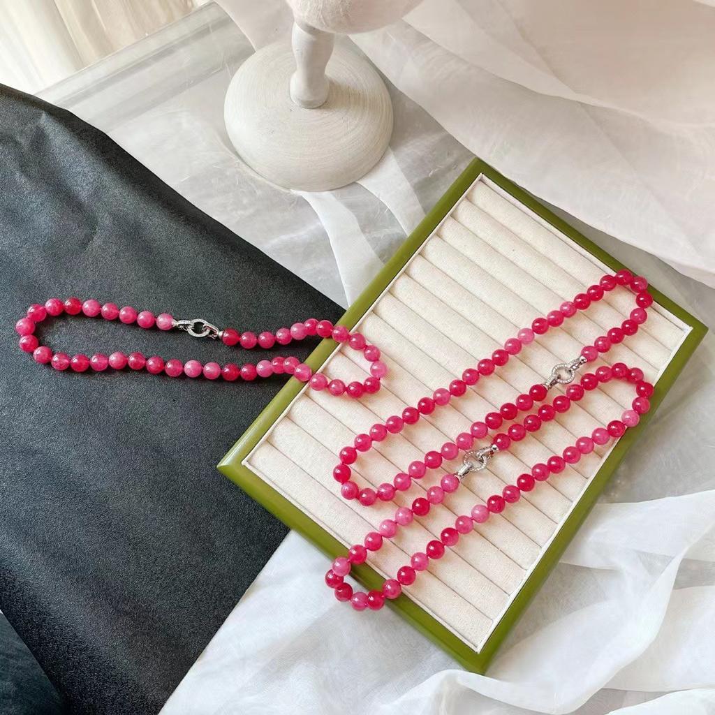 Vintage Pigeon Blood Red Natural Quartzite Optimized Ruby Color Necklace Niche Premium Sense Collarbone Chain