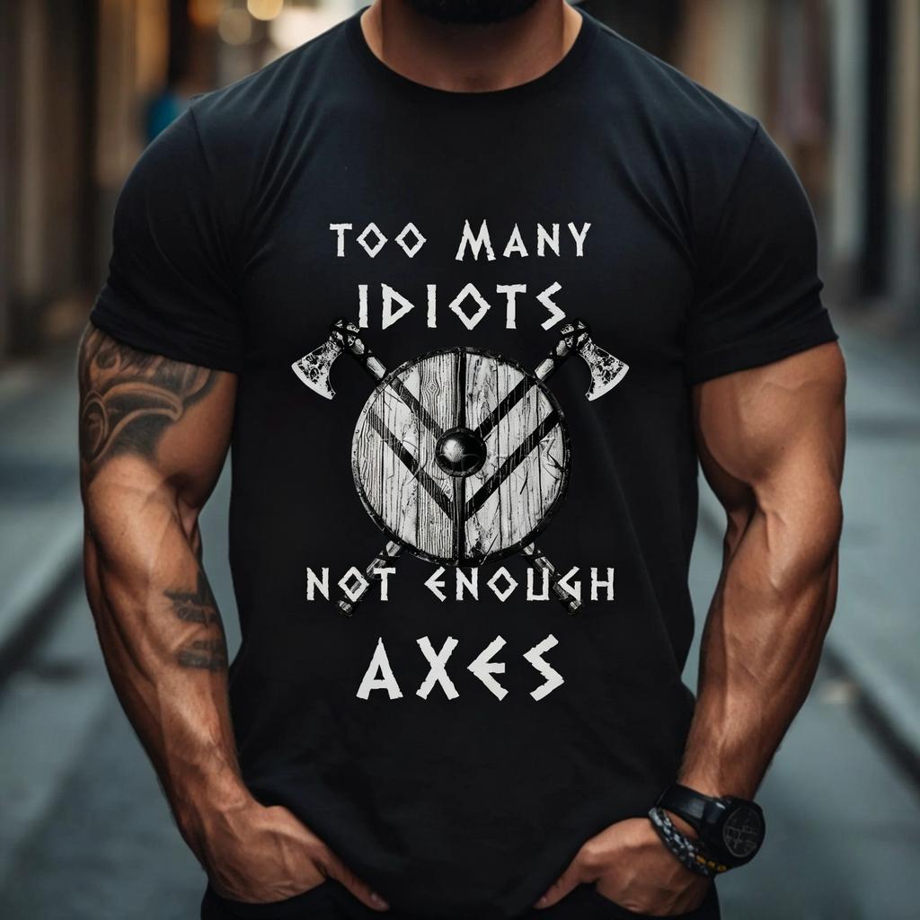 Viking Axe Graphic T Shirt Unisex Women Norse Humor Funny Tee Black Short Sleeve Muscle