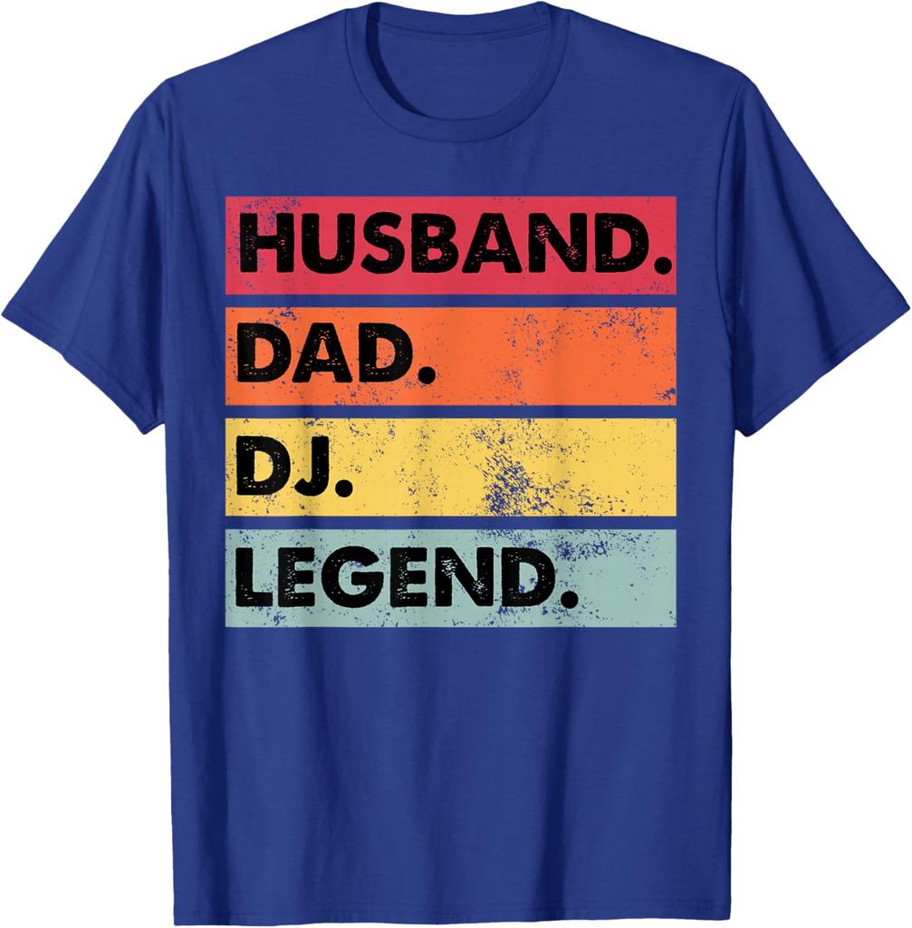 HHusband Dad DJ Legend Funny DJ Disc Jockey Music Player TShirt Casual Short Sleeve Top