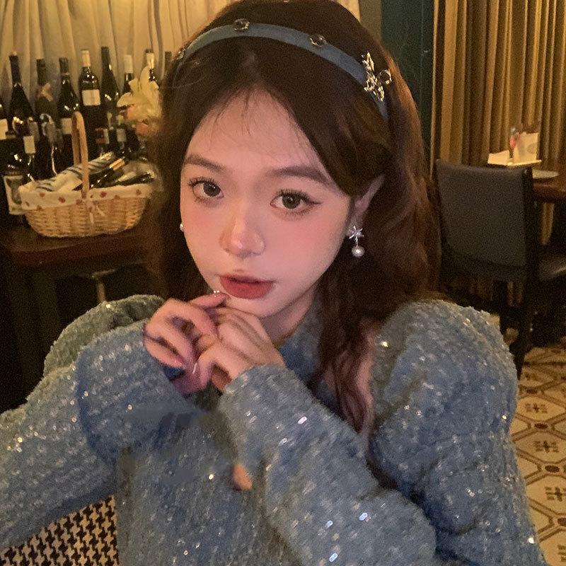 Herbst- und Winter Schneeflocken Weihnachtsperlenohrringe High-End Nischendesign Ohrringe für Frauen Französisch Retro