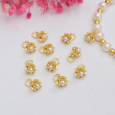 Gold Sand Pearl Lotus Pod Pendant for DIY Beaded Bracelet Jewelry
