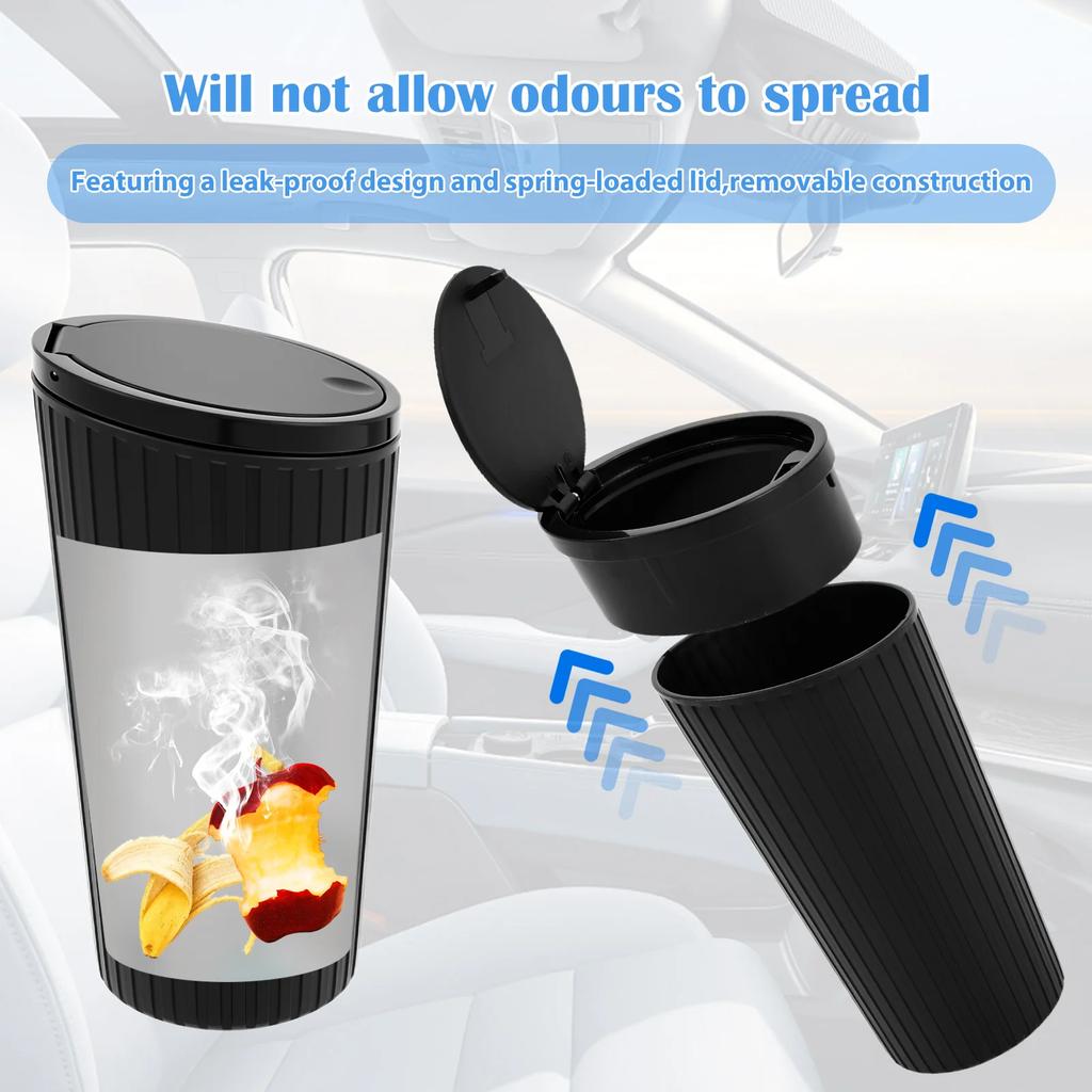 2Pcs 650ml Car Trash Can Plastic Cup Holder Dustbin with Lid Leak Proof Vehicle Garbage Bin for Car Door Pocket Seat Back Pocket