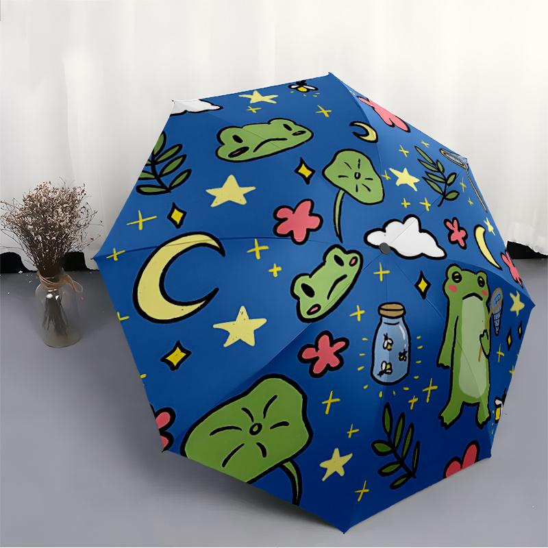 1pc Frog Night Automatic Open/close Umbrella, 8-Rib sturdy structure, Portable Travel Umbrella, Parties, Everyday Use,06