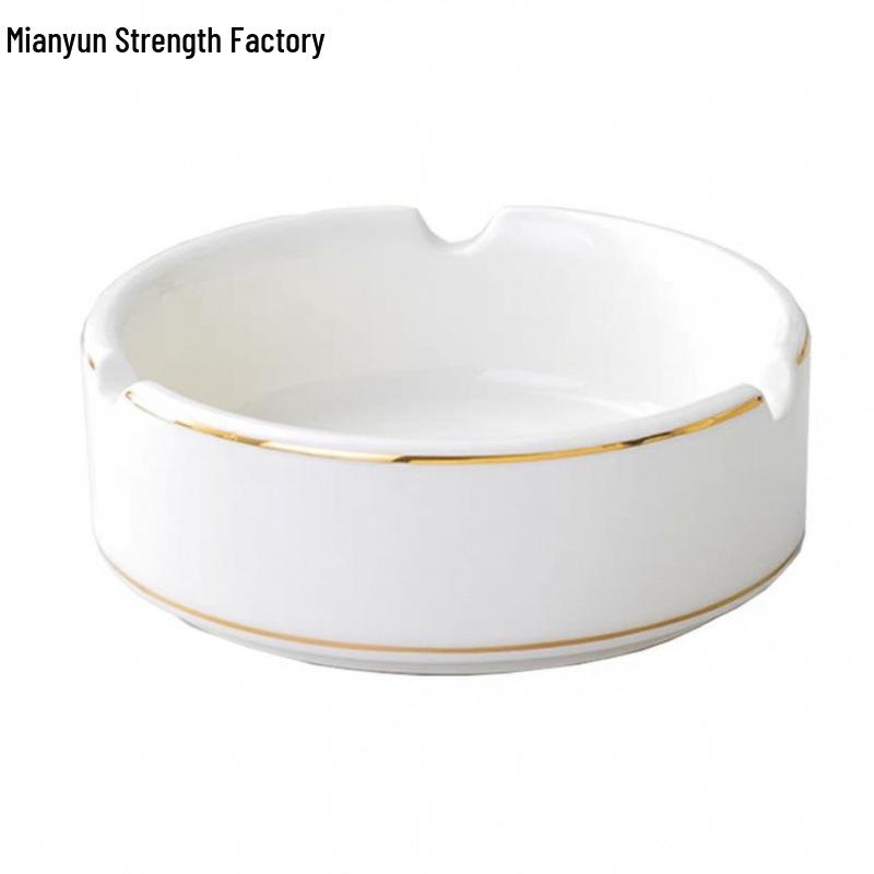 Elegant Ceramic Ashtray with Gold Trim for Hotels, Bars, Restaurants