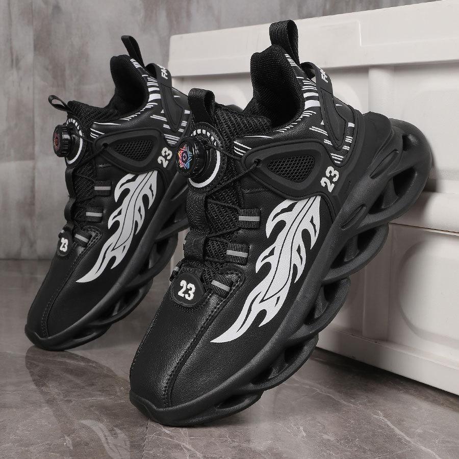 Autumn high-top new rotating buckle men's shoes versatile men's casual running shock absorption sports heightening air cushion dad shoes