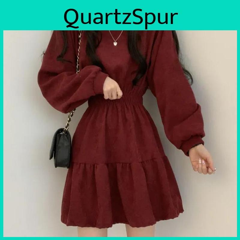 Collar Sweet Square Aline Vintage Design High Waist Mini Length Soft Korean Elegant Women Long Sleeve Gothic Black Dresses