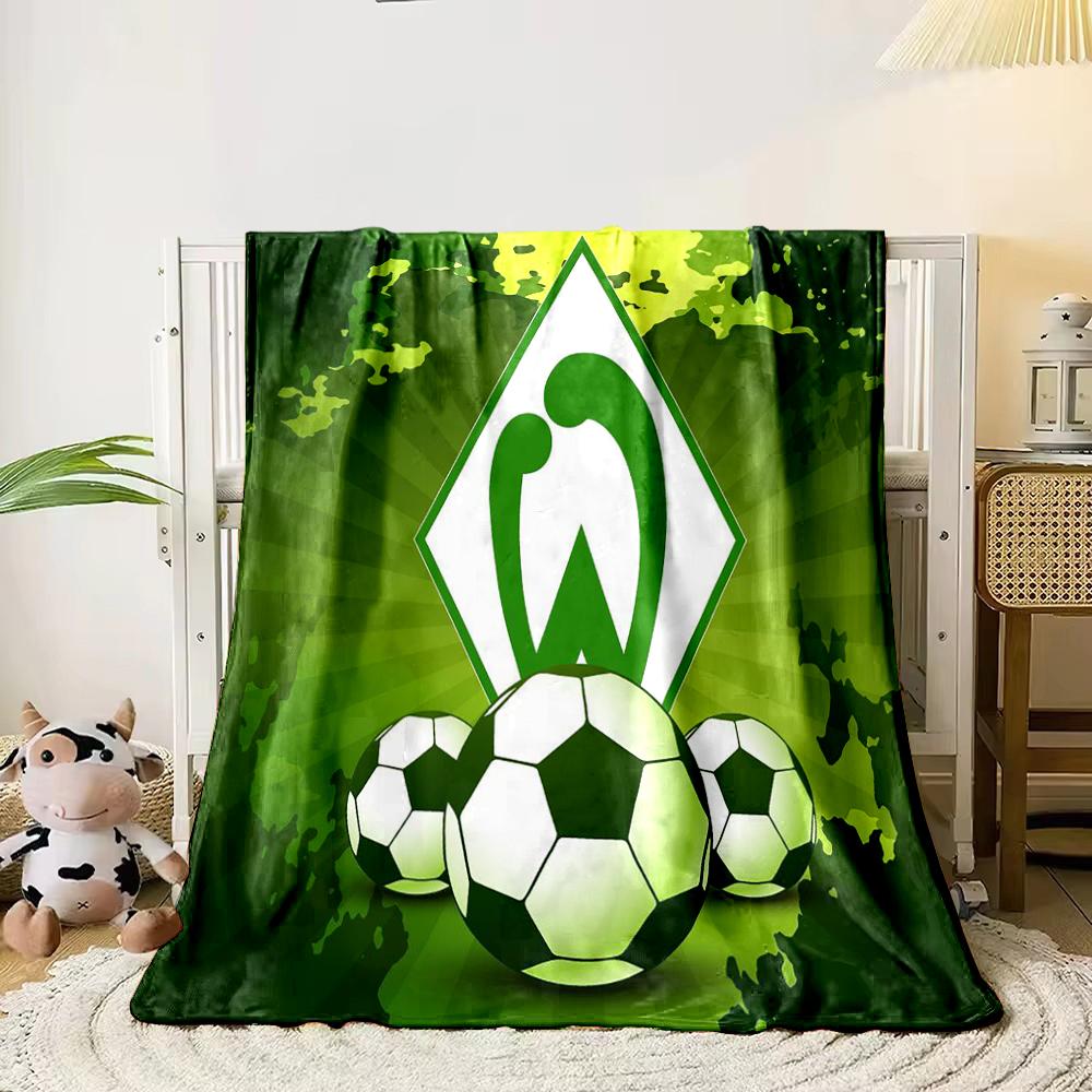 Green Soccer Logo Designed Flannel blanket for bedroom, living room, sofa, and nap