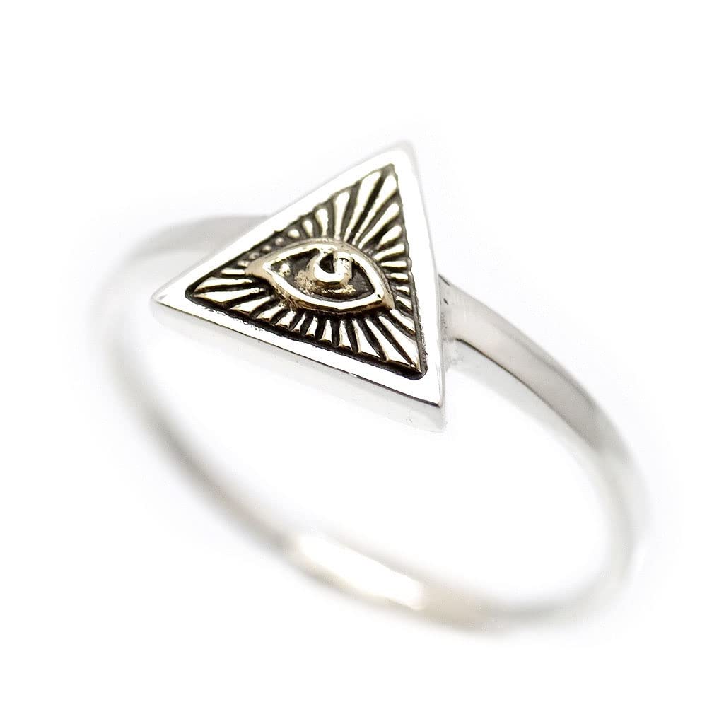 

925 Silver Eye of Providence Pyramid Pinky Ring RA [Silver One] Men s [No. 13]