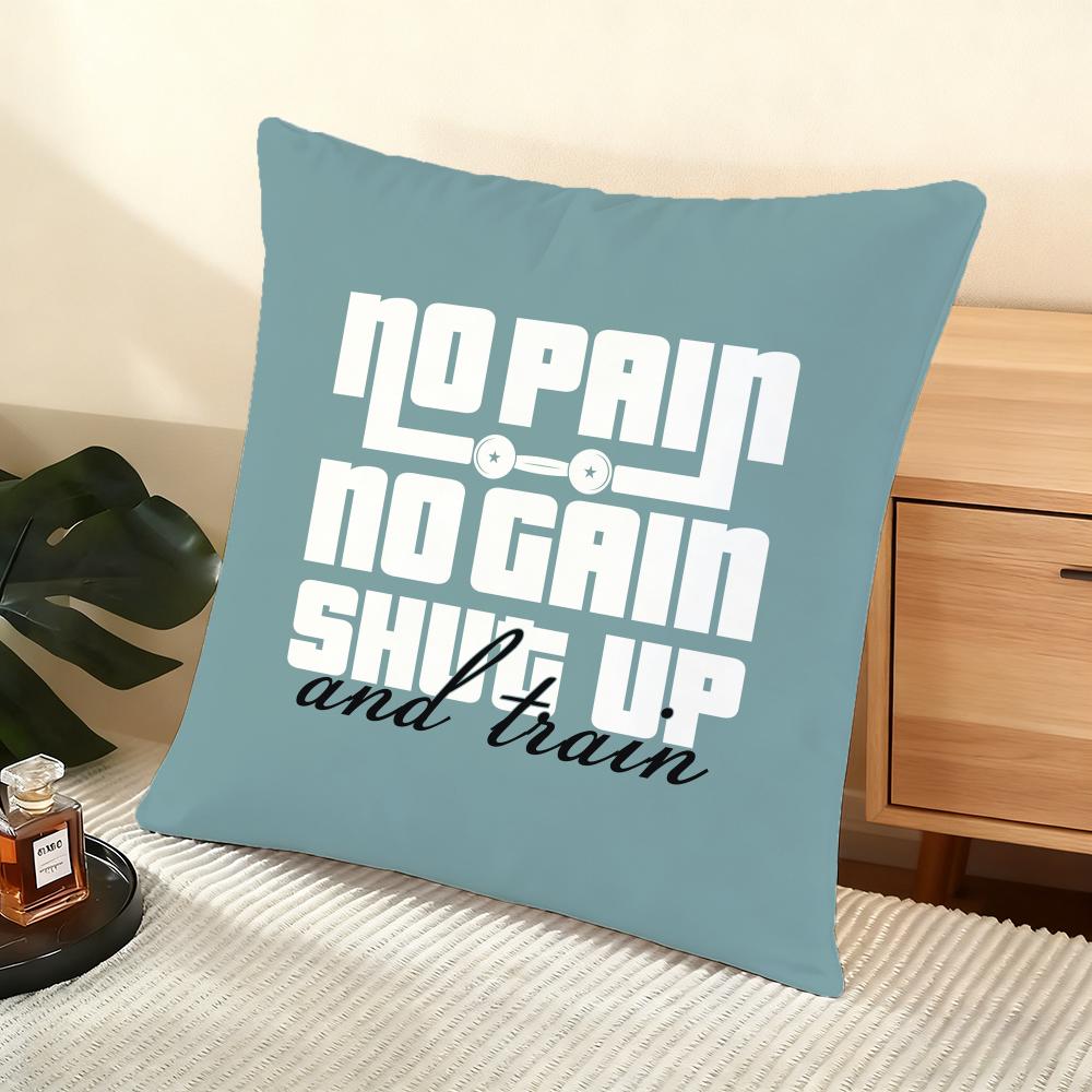 No Pain No Gain Cushion Cover Soft Short Plush Pillow Cover Smooth Cozy Texture Aesthetic Cushion Case Home Decor