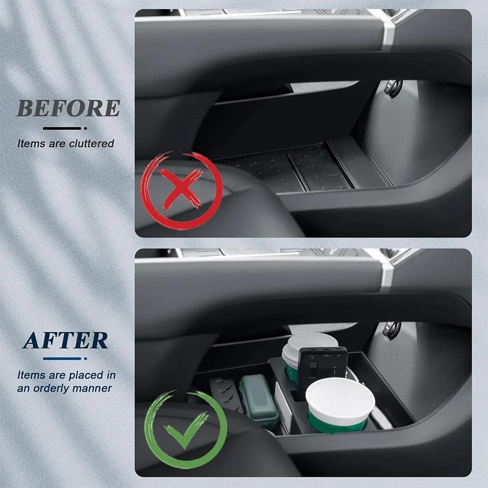 For Santa Fe MX5 Car Center Console Armrest Storage Box Tray With Cup Holder Auto Insert Glove Pallet Organizer Under Tools