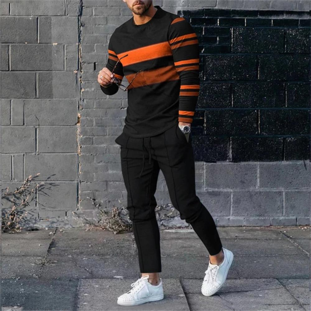 Men's T Shirt Pants Tracksuits 2 Piece Sets Print Sweatshirt Sweatpants Suits Casual T-shirts Trousers Sportswear Men Clothing