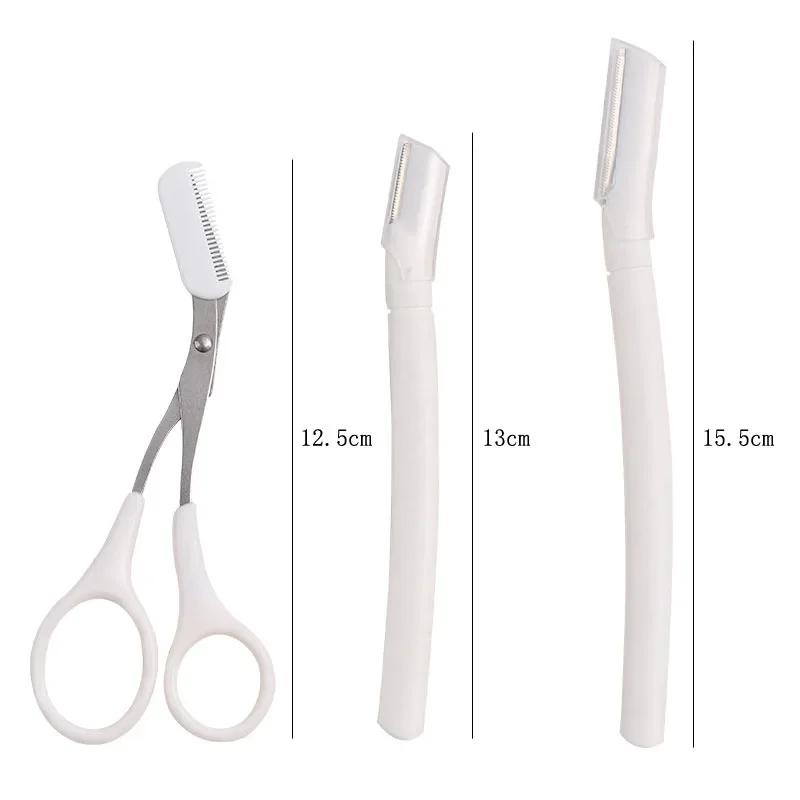 Karsyngirl 2/3 Pièces Tondeuse à sourcils pour femmes Épilateur facial pour femmes Retireur de poils de sourcils Rasoir à sourcils en acier inoxydable Outils de beauté